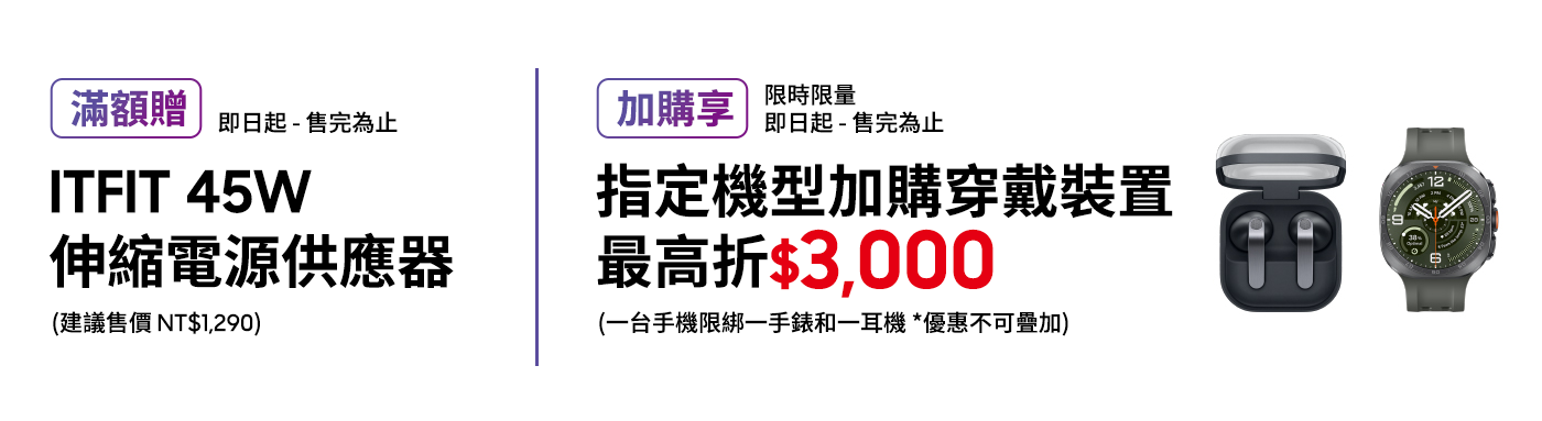 穿戴裝置購機享多重好禮