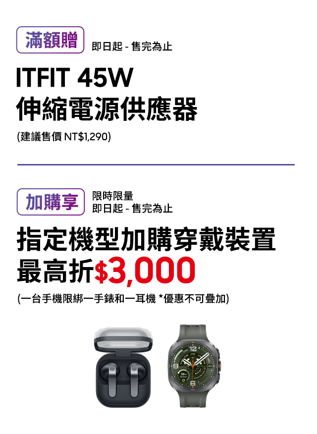 穿戴裝置購機享多重好禮